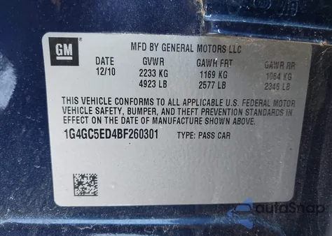 2011 Buick Lacrosse Cxl из США, поврежденный, VIN 1G4GC5ED4BF260301